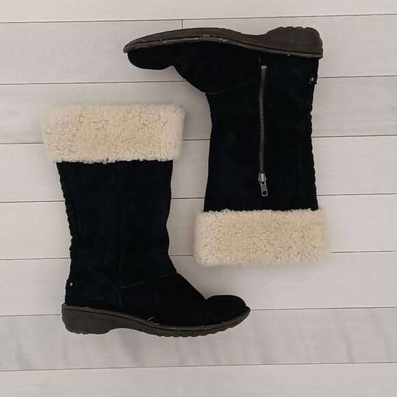 UGG Women's Australia Kary Cuff Sheepskin Boots Black Size 7 - Picture 1 of 5